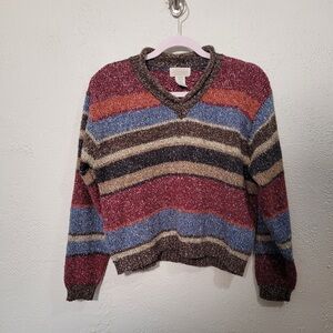 St. John's Bay Vintage Red and Blue V-Neck Sweater